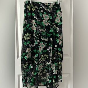 Black floral tiered ruffle skirt